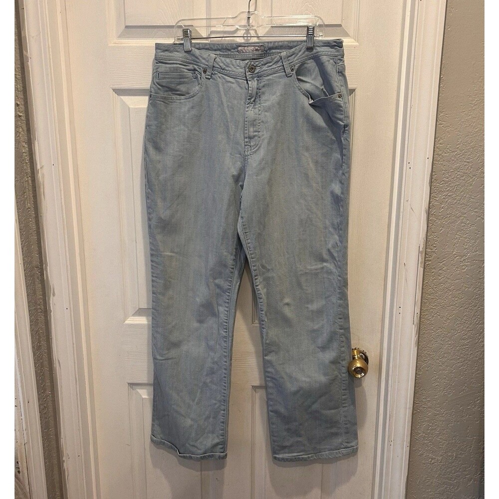 Chico’s Platinum Straight Leg Jeans 3‎ Size 16 Blue Light Wash Womens Stretch